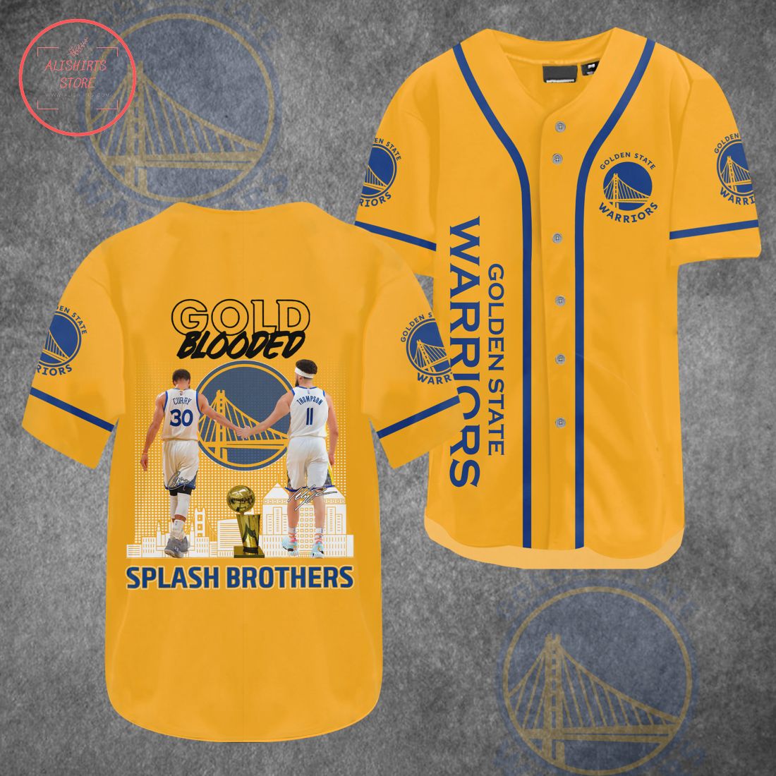 Golden State Warrior Gold Blooded Splash Brothers Baseball Jersey