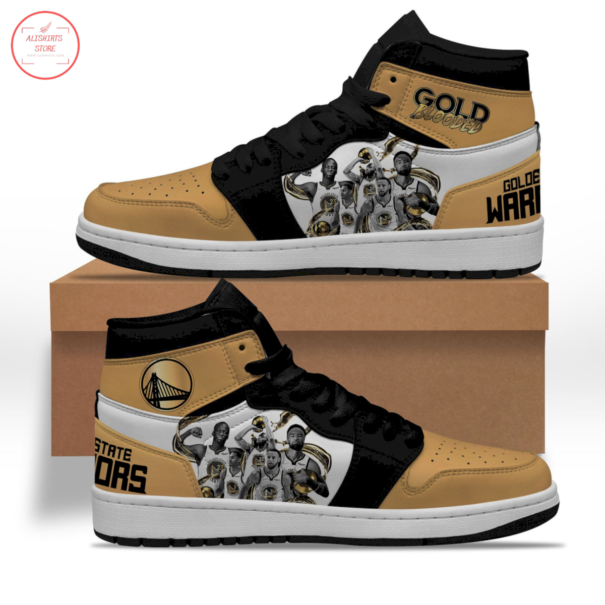 Golden State Warriors Gold Blooded High Air Jordan 1 Sneakers
