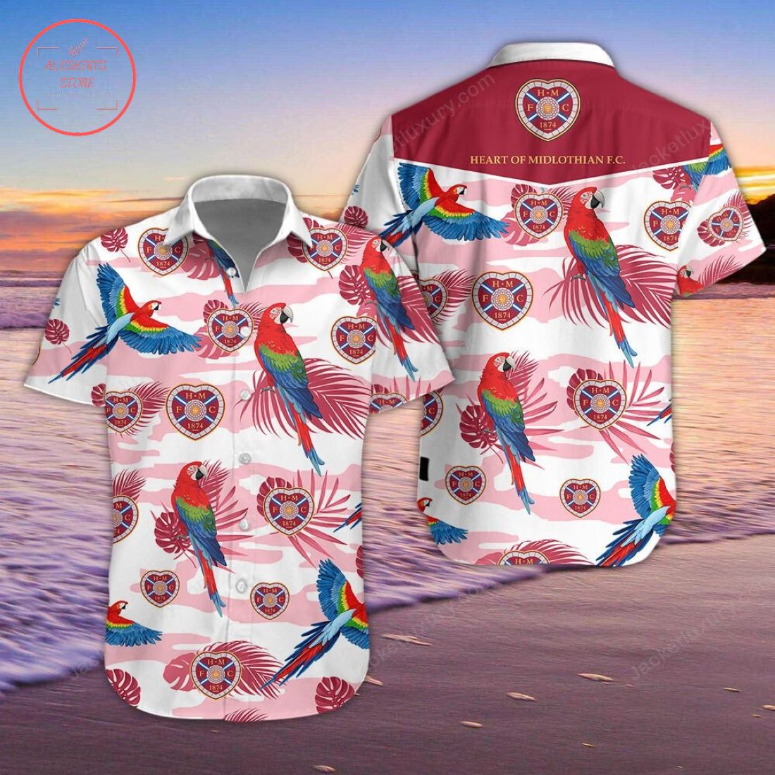 Heart of Midlothian FC Parrot Hawaiian Shirt and Beach Shorts