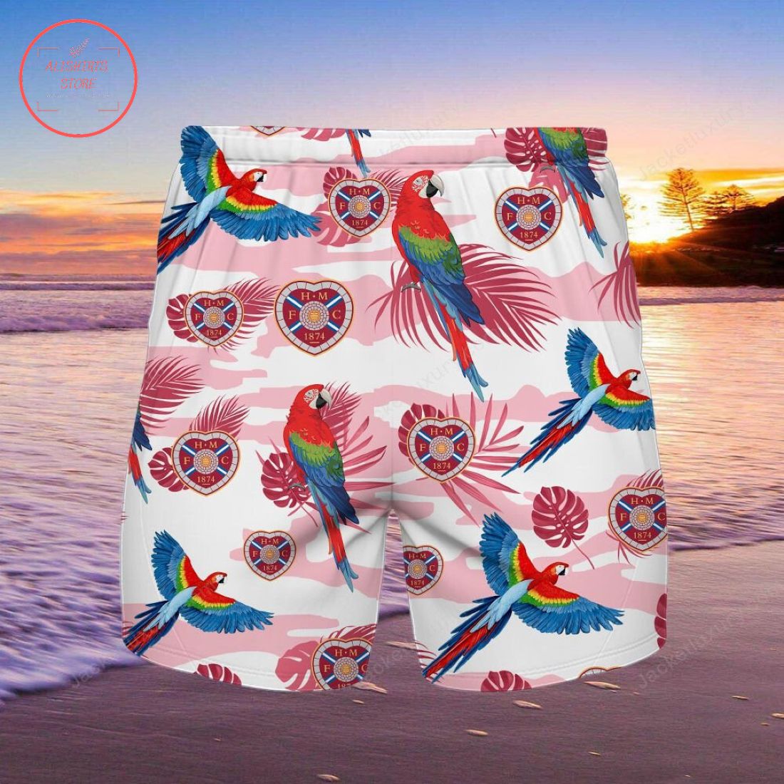 Heart of Midlothian FC Parrot Hawaiian Shirt and Beach Shorts