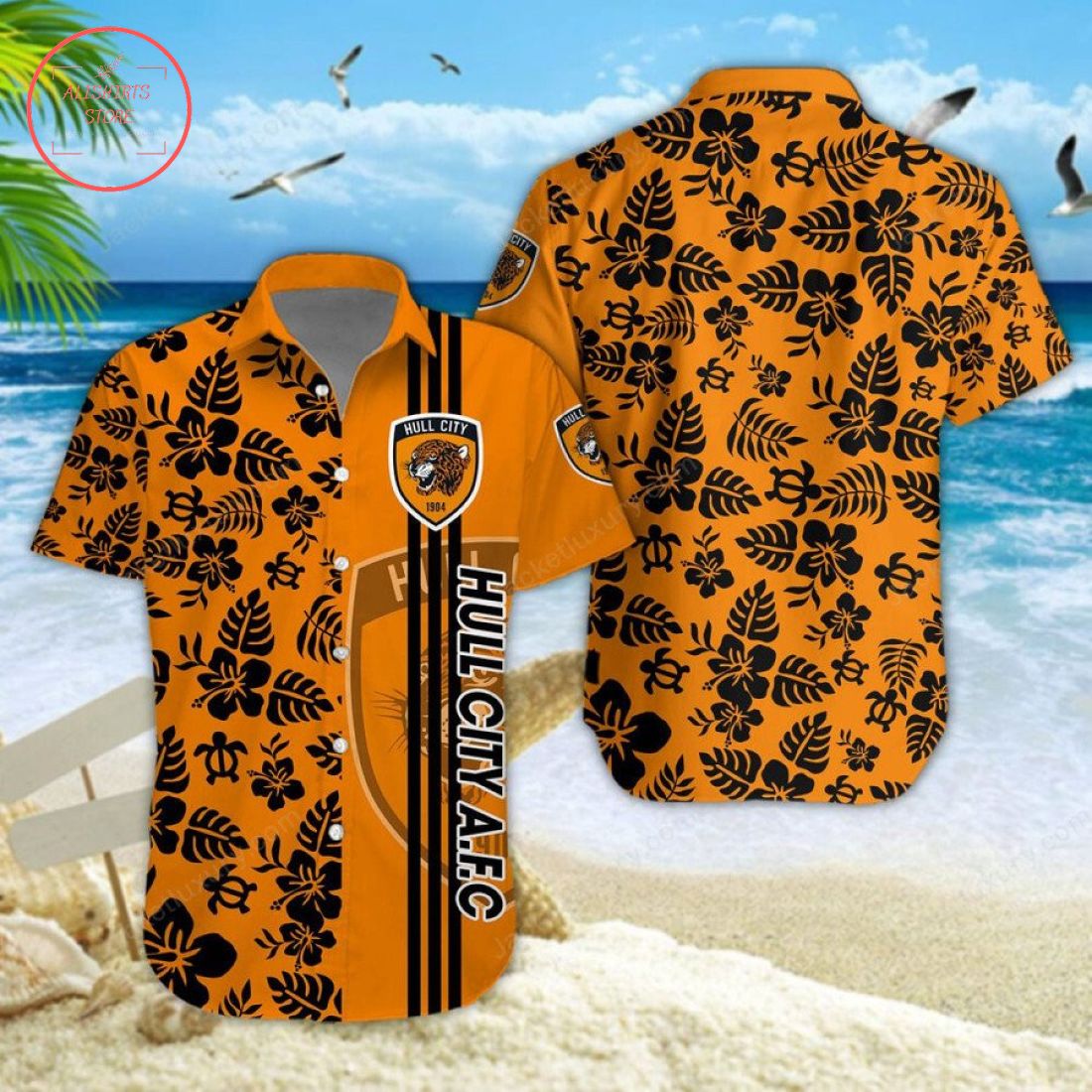 Hull City FC Aloha Hawaiian Shirt and Beach Shorts