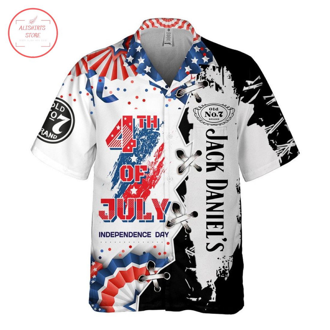 Jack Daniel's 4th of July Hawaiian Shirt and Beach Shorts