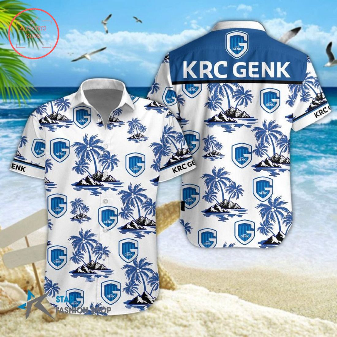 K.R.C. Genk Combo Hawaiian Shirt Shorts and Flip Flops