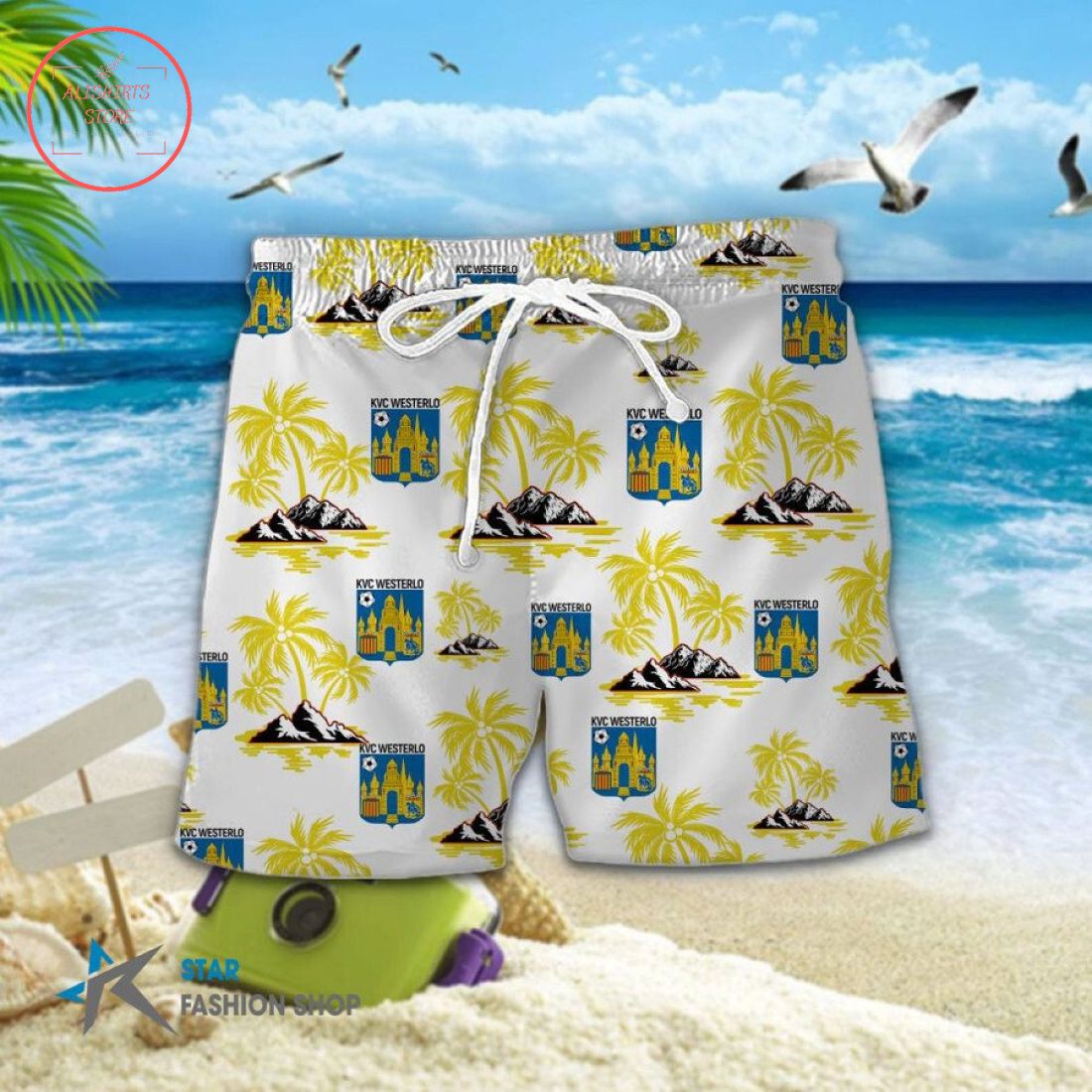 K.V.C. Westerlo Combo Hawaiian Shirt Shorts and Flip Flops