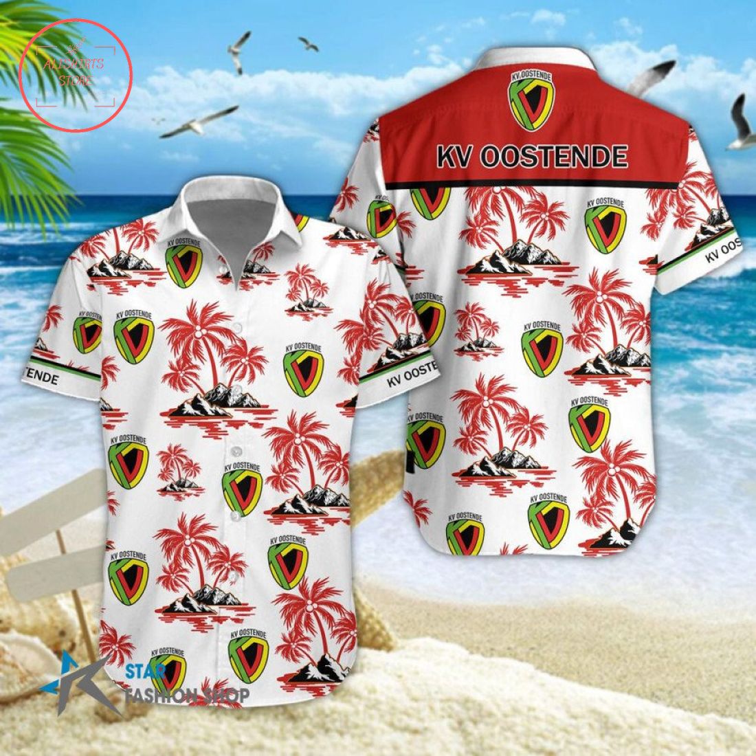 KV Oostende Combo Hawaiian Shirt Shorts and Flip Flops