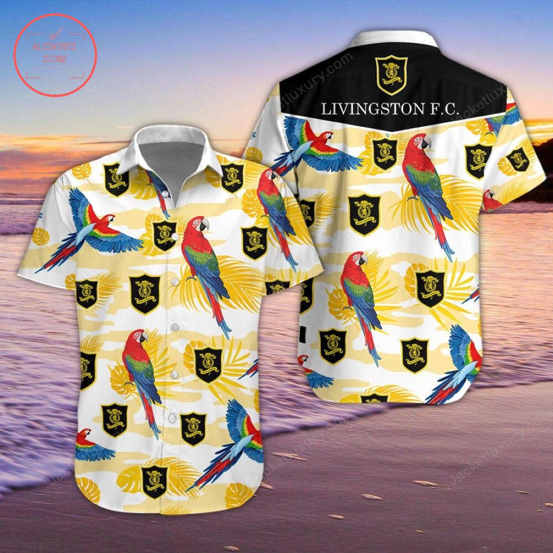 Livingston FC Parrot Hawaiian Shirt and Beach Shorts