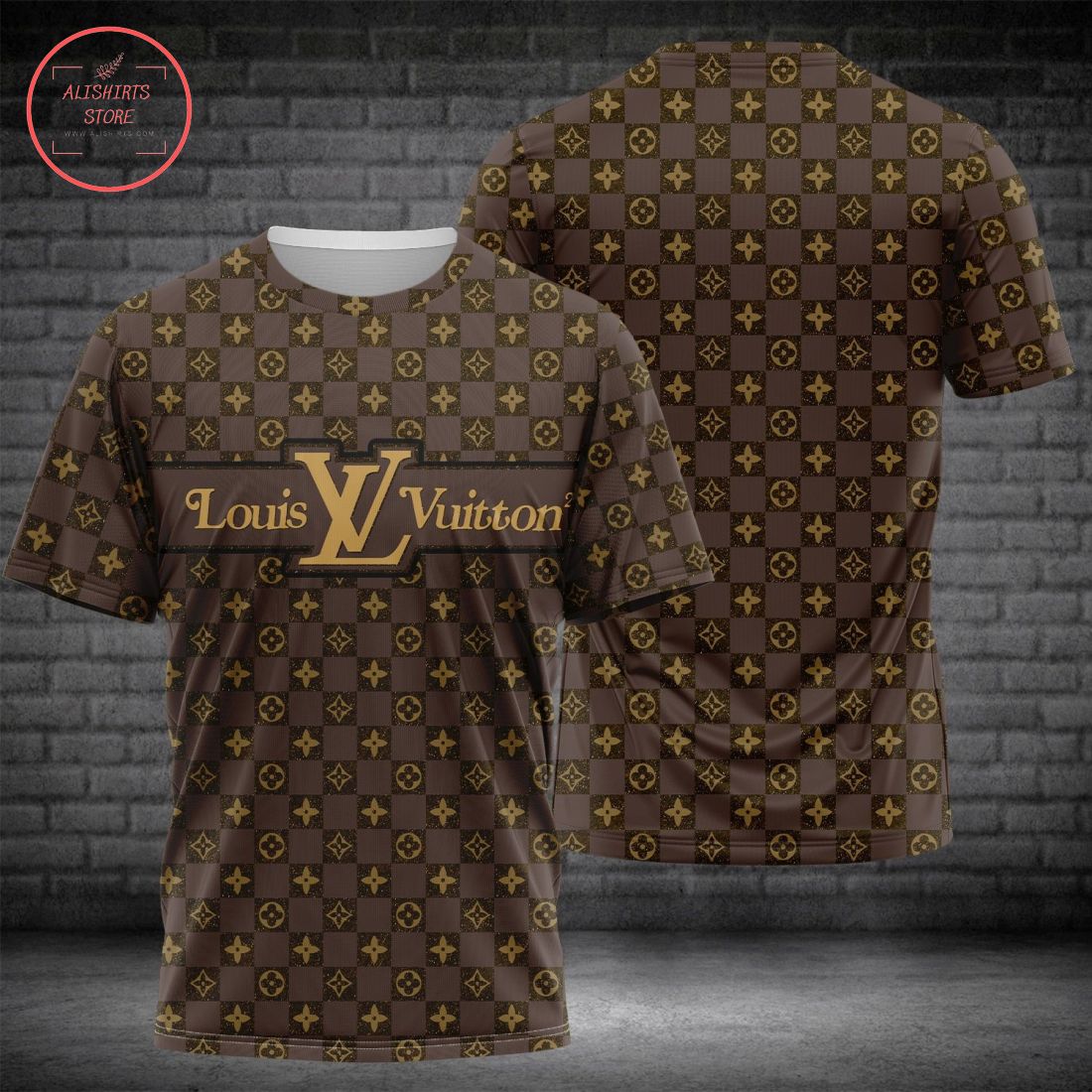 Louis Vuitton LV Brown Full Printing T-Shirt