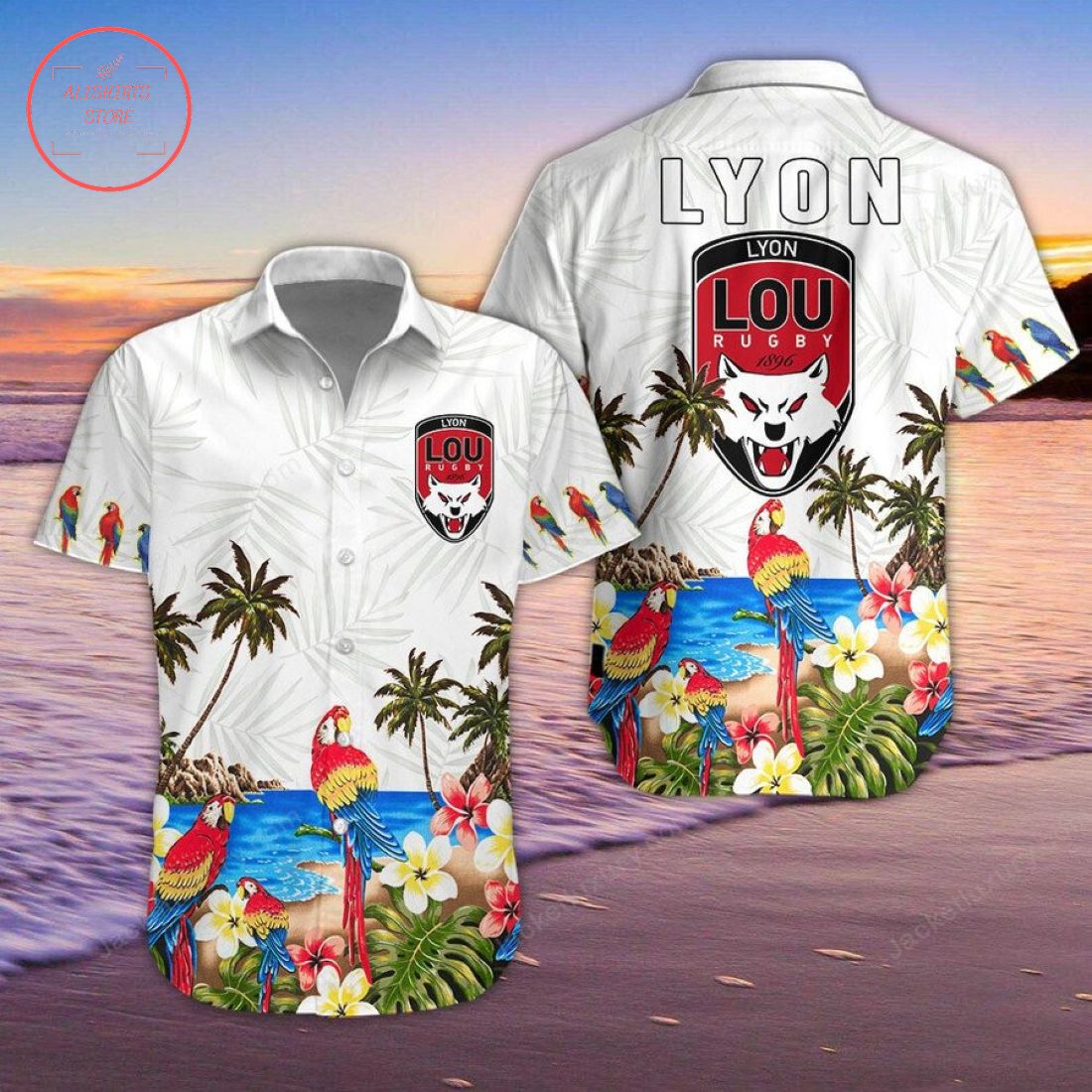Lyon OU Rugby Hawaiian Shirt and Shorts