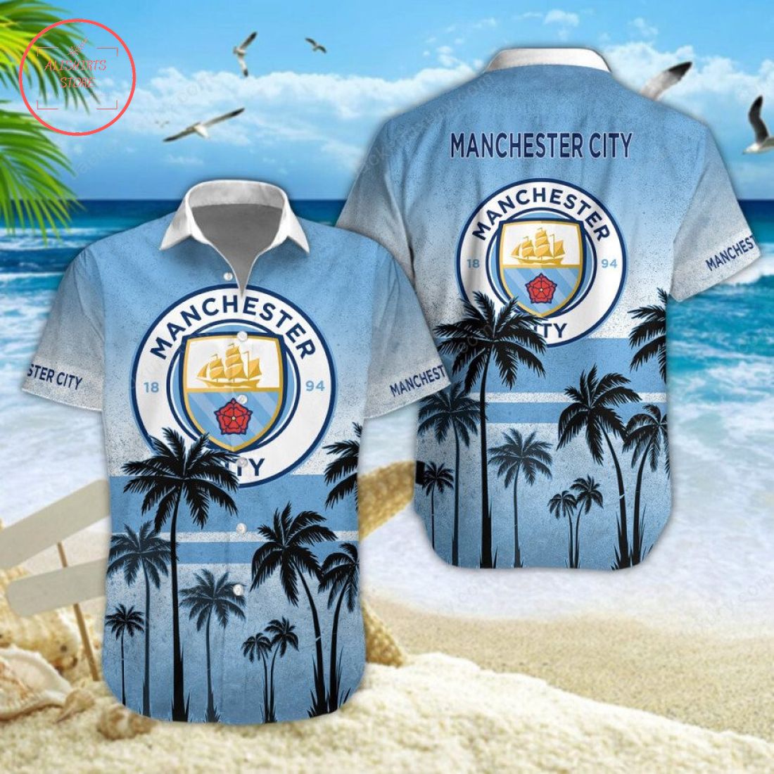 Manchester City FC Hawaiian Shirt and Beach Shorts