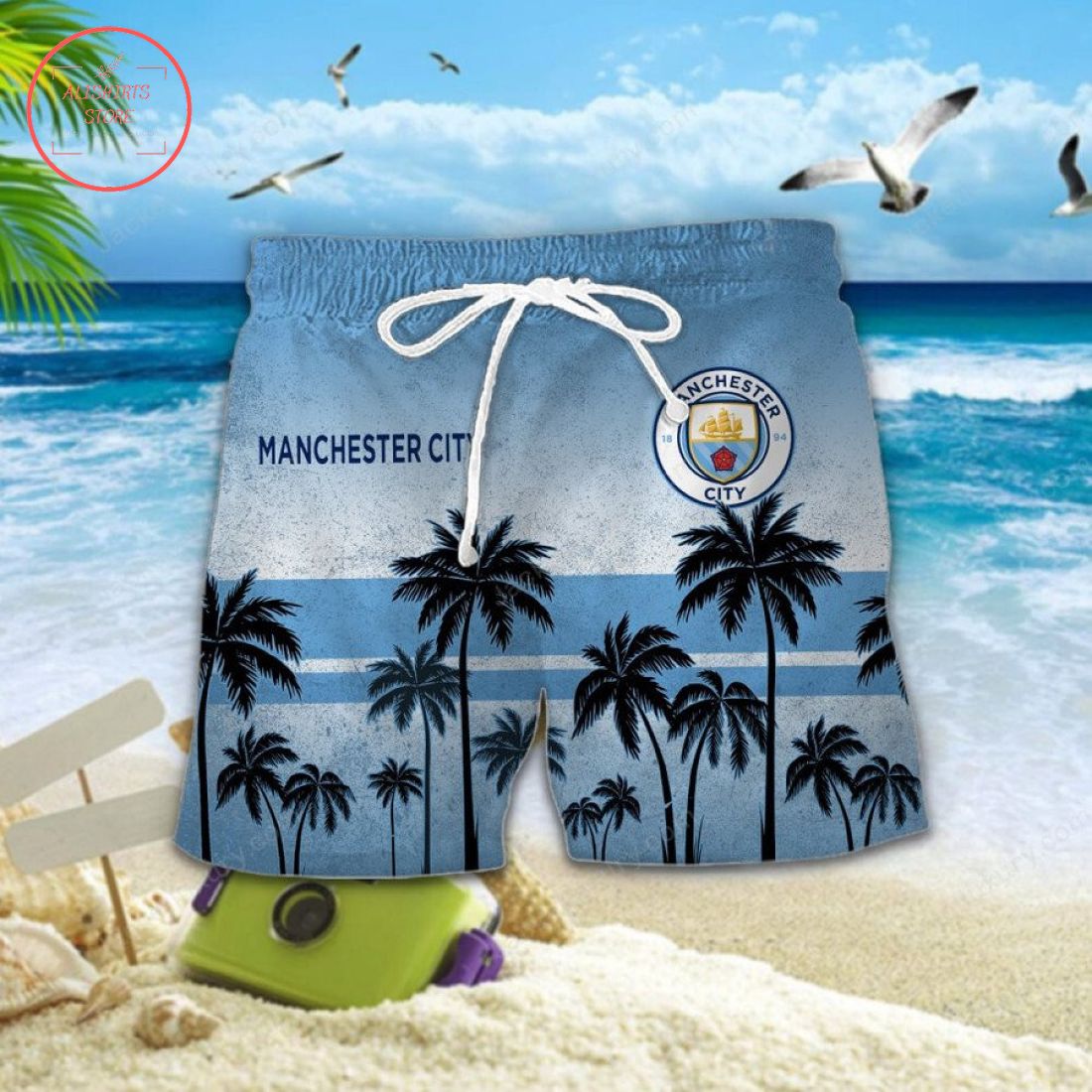 Manchester City FC Hawaiian Shirt and Beach Shorts