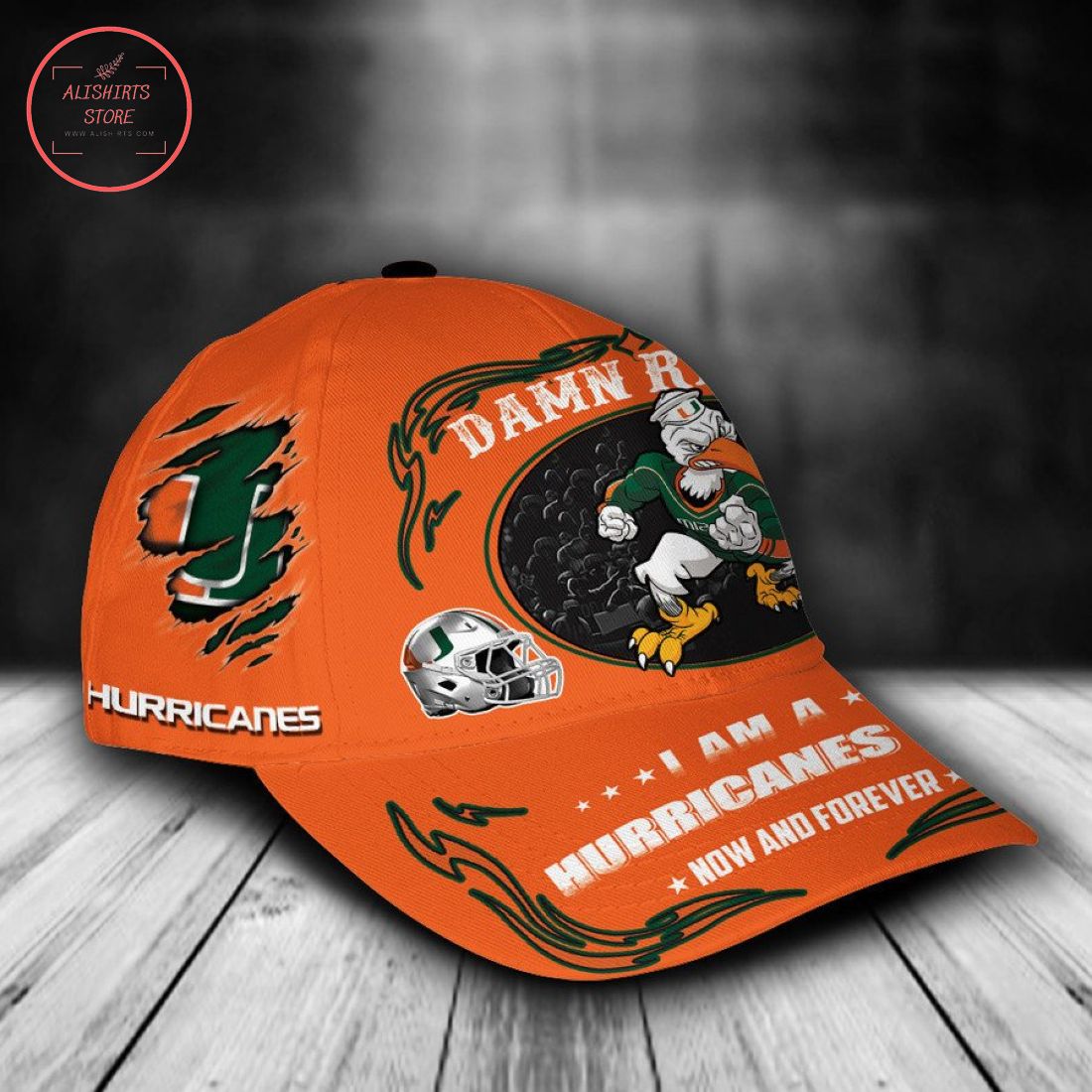 Miami Hurricanes NCAA Classic Cap Mascot Custom Name