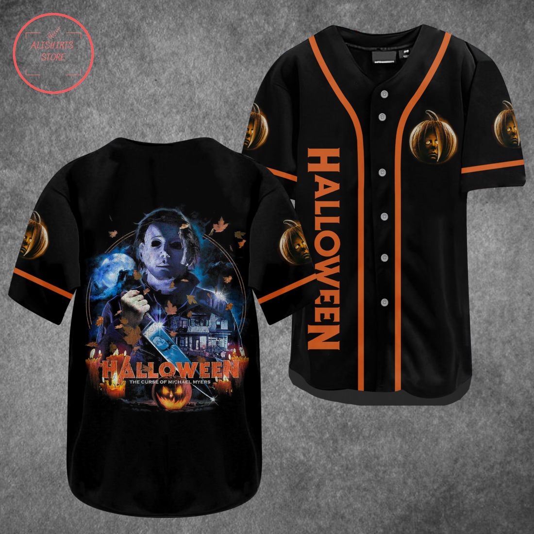 Michael Myers Pumpkin Halloween Baseball Jersey