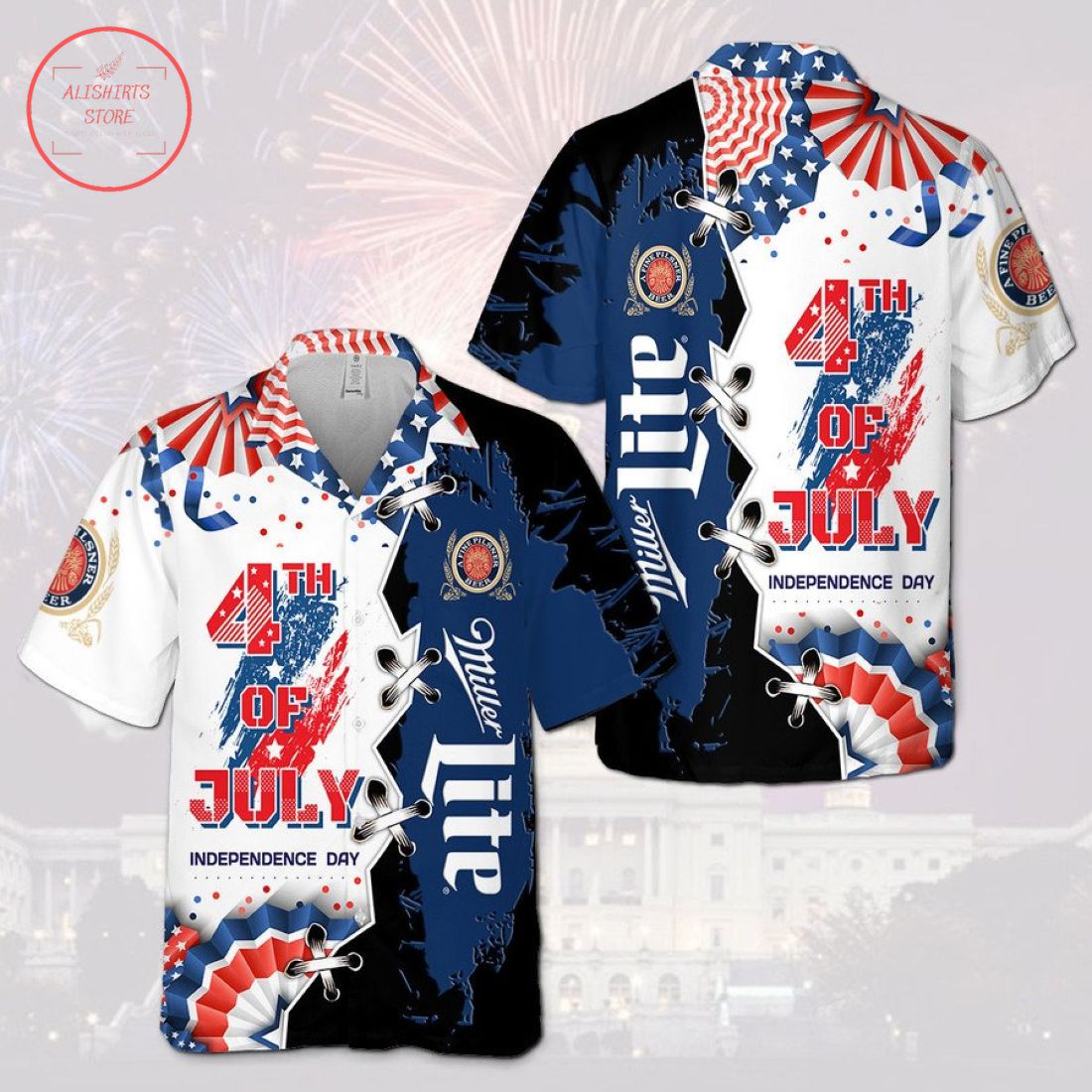 Miller Lite 4th Of July Independence Day Hawaiian Shirt