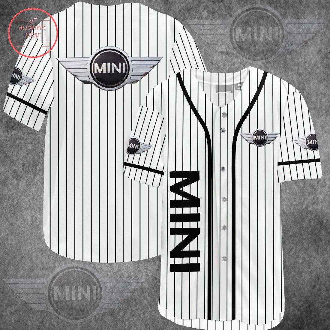 Mini Cooper Black and White Baseball Jersey