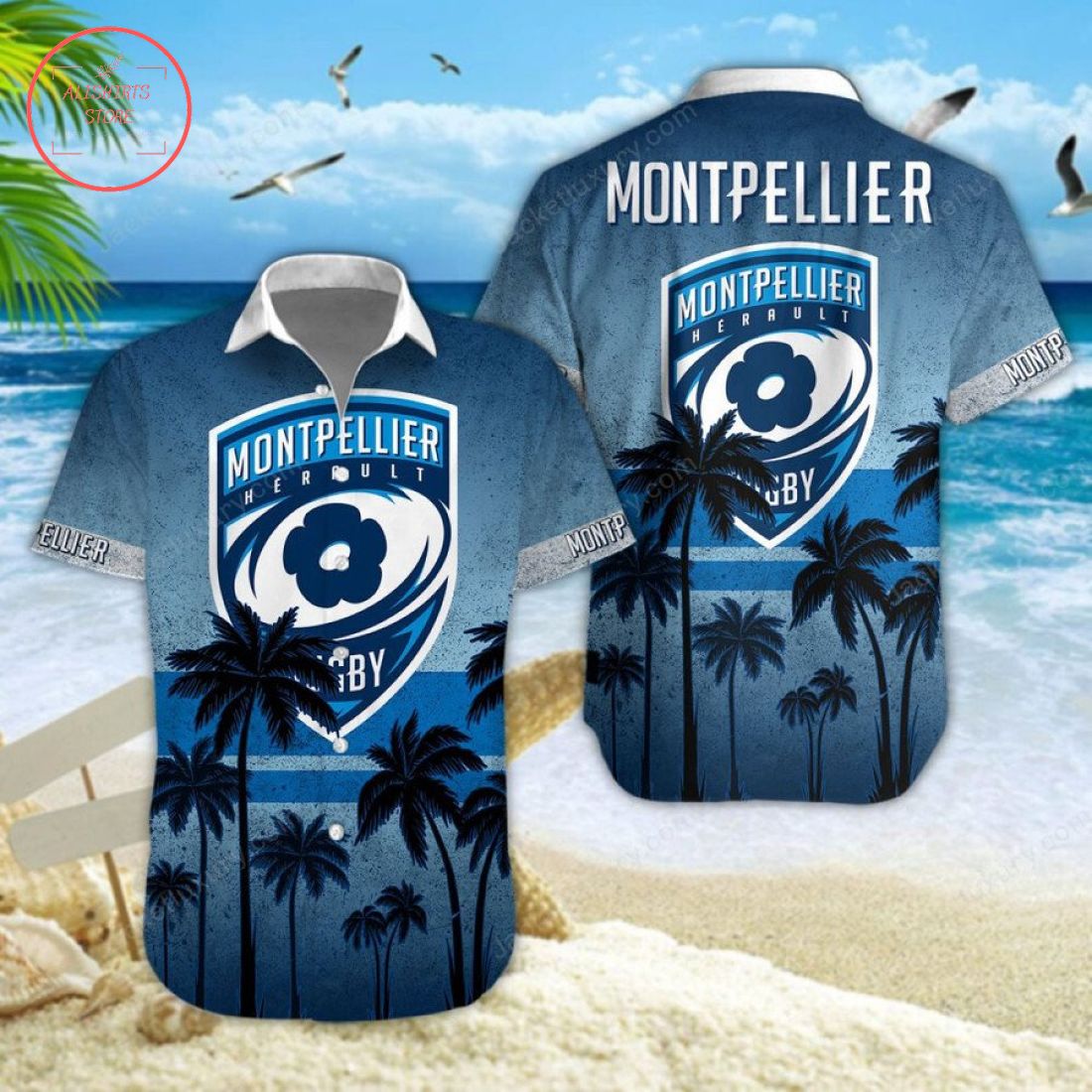 Montpellier Herault Rugby Hawaiian Shirt and Shorts