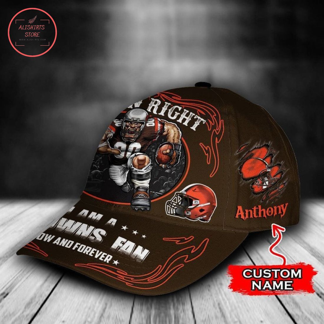 NFL Cleveland Browns Custom Name 3d Cap Mascot