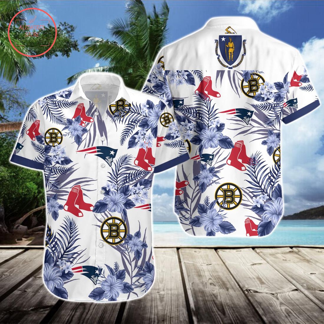 New England Patriots Boston Bruins Boston Red Sox Hawaiian Shirt