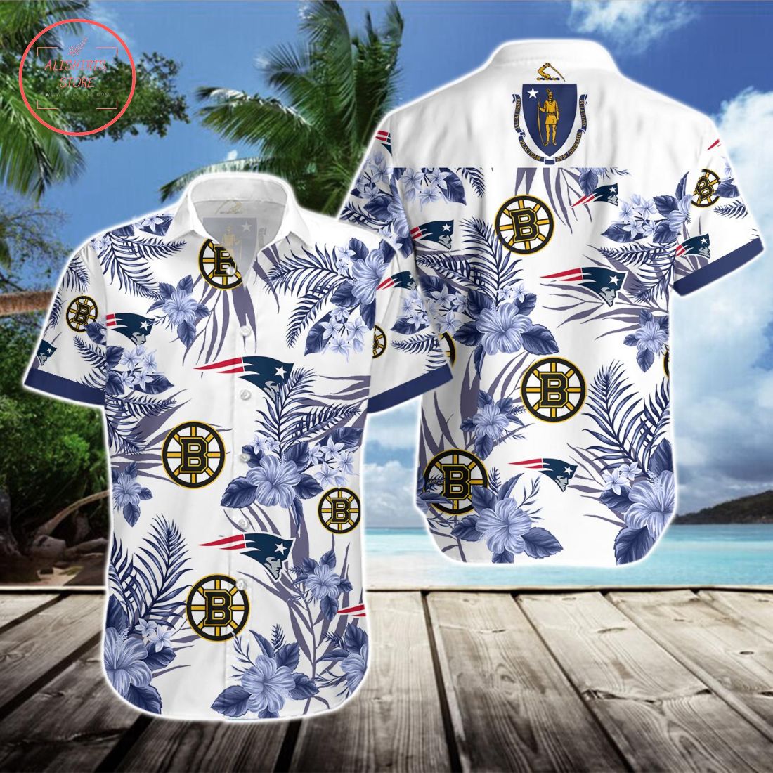 New England Patriots Boston Bruins Hawaiian Shirt