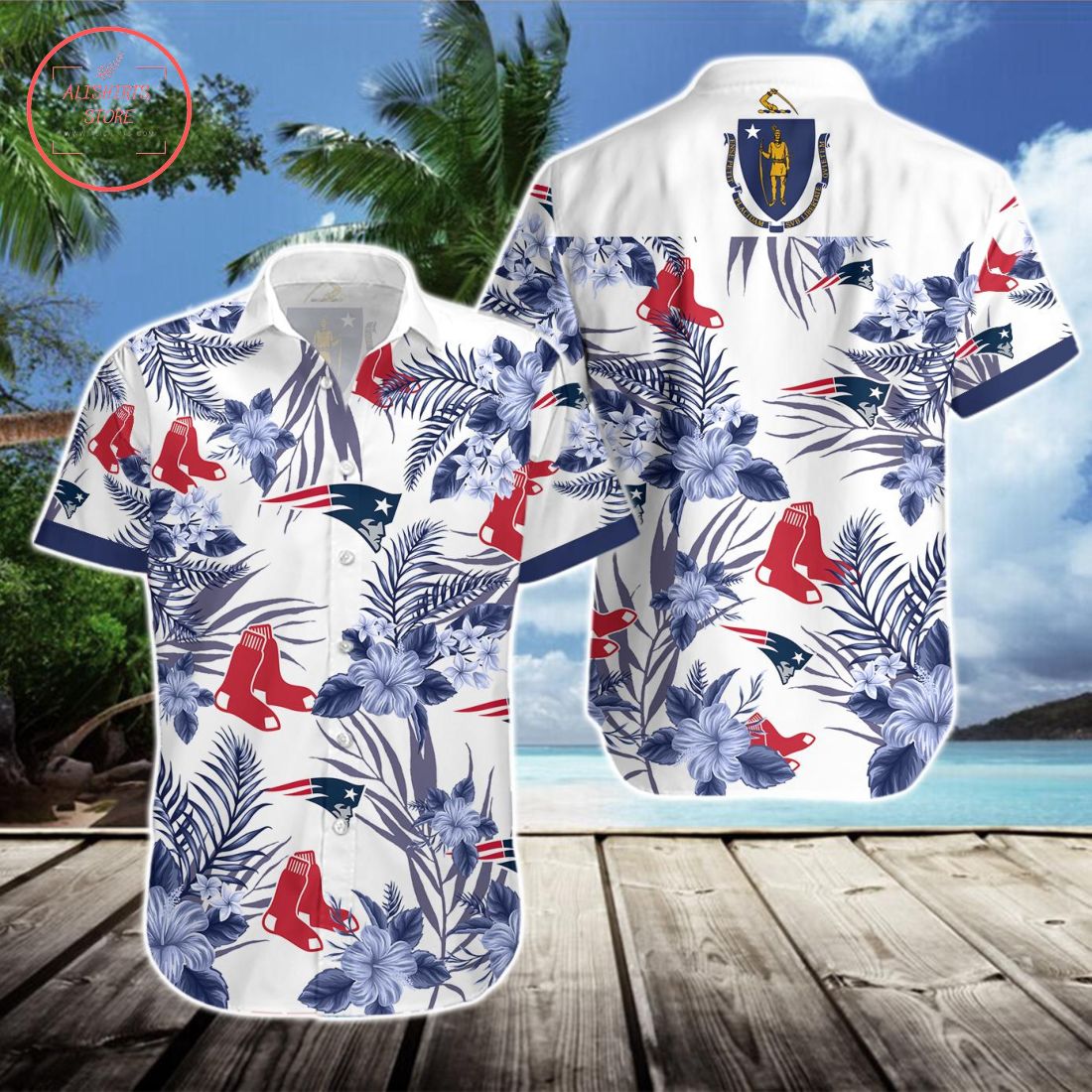 New England Patriots Boston Red Sox Hawaiian Shirt