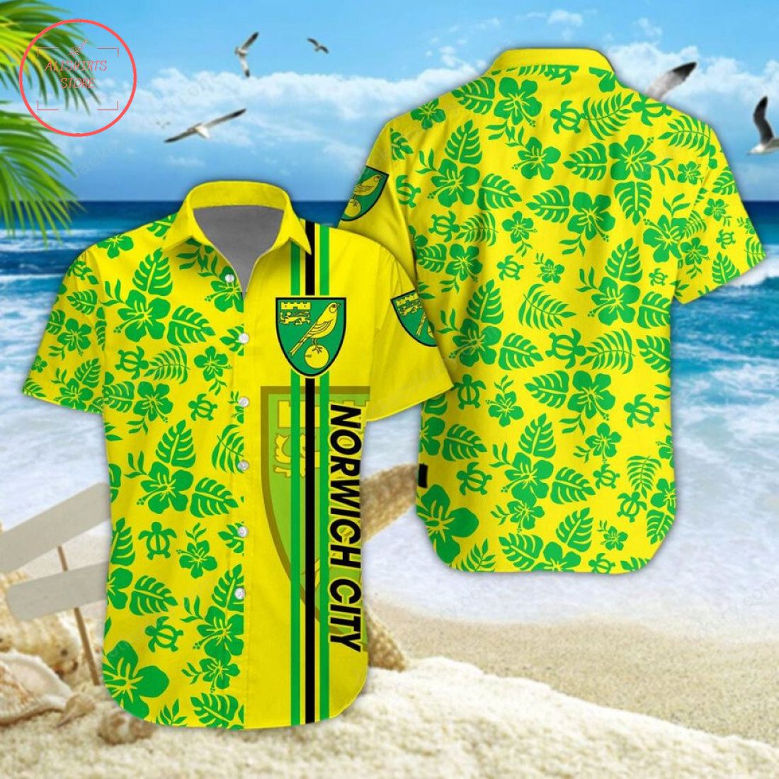Norwich City Aloha Hawaiian Shirt and Beach Shorts