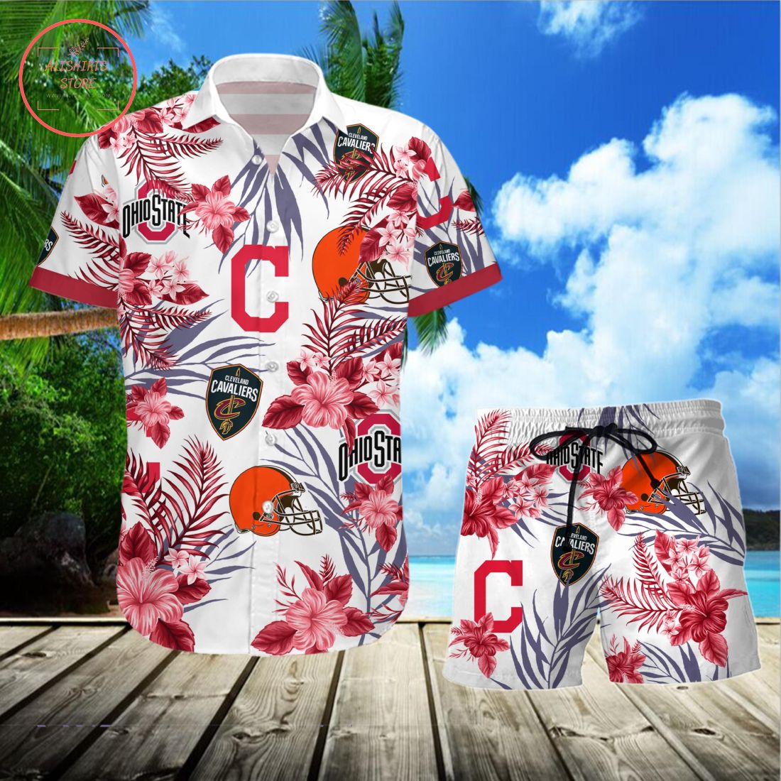 Ohio State Buckeyes Cleveland Cavaliers Cleveland Indians Cleveland Browns Hawaiian Shirt and Shorts