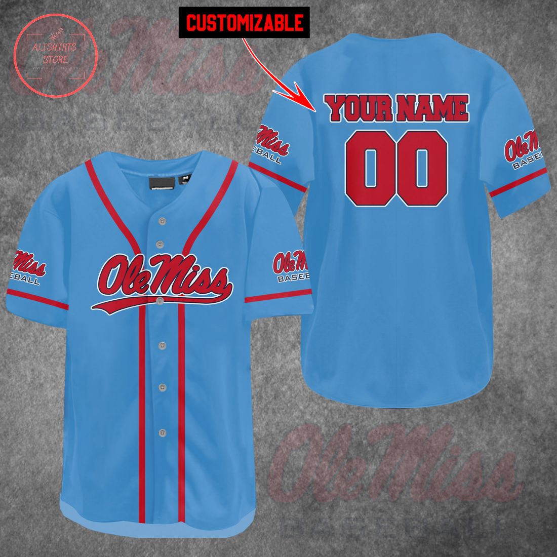 Ole Miss customized Baseball Jersey