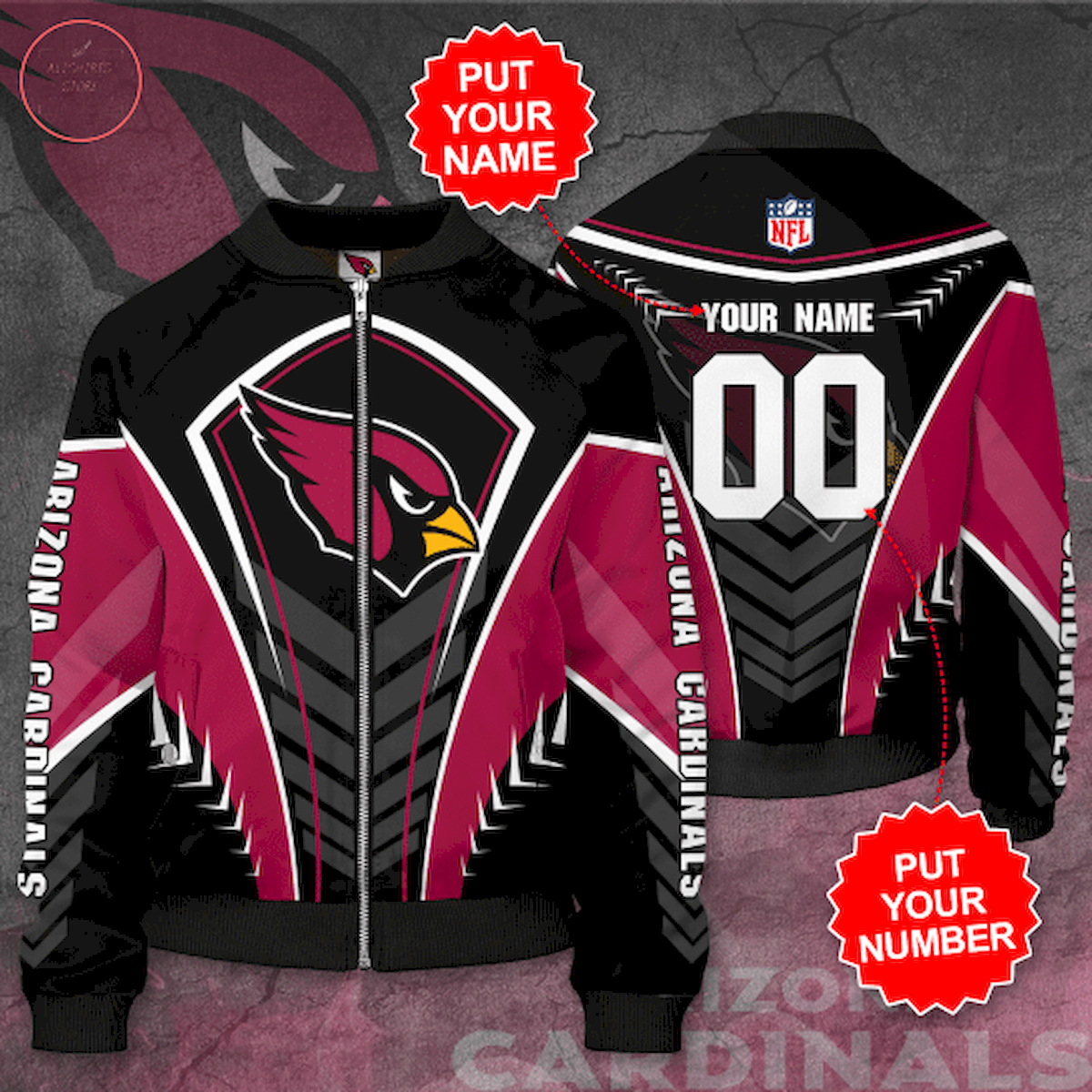 Personalized Arizona Cardinals Football Team Bomber Jacket