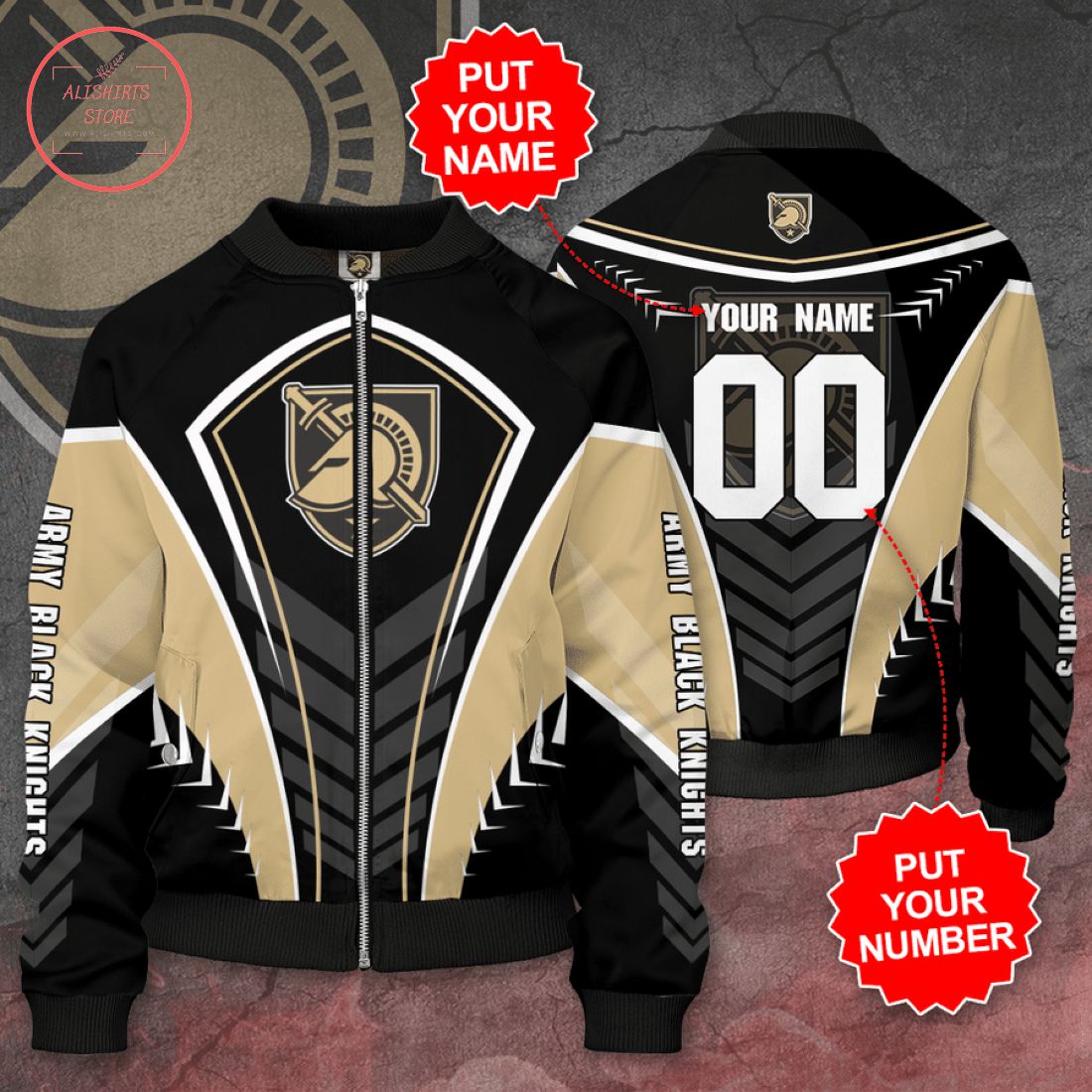 Personalized Army Black Knights Football Bomber Jacket