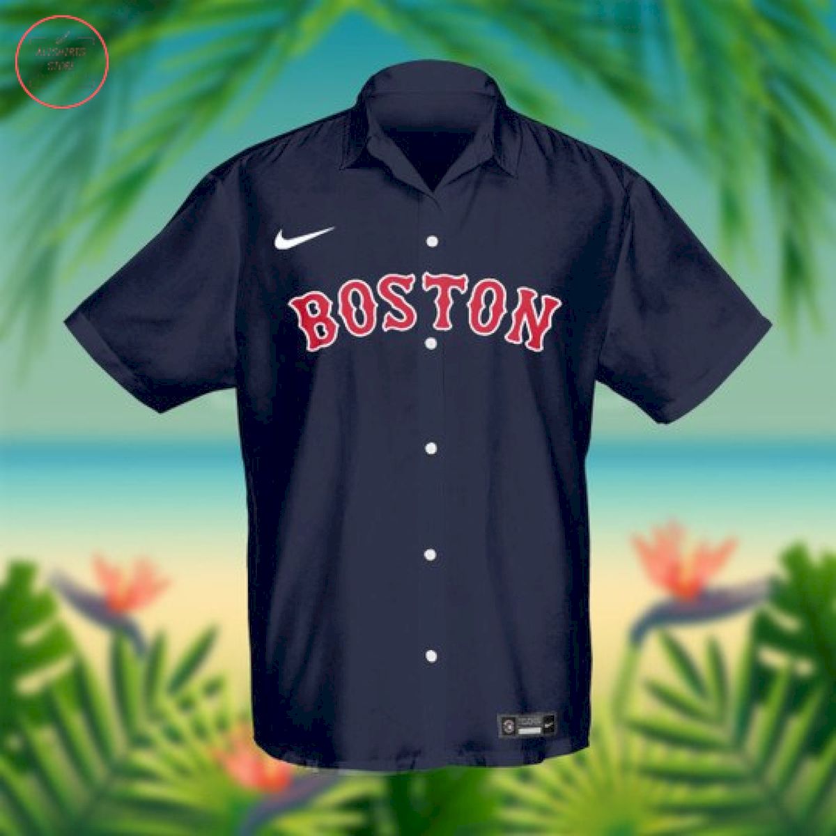 Personalized Boston Red Sox Baseball Navy Hawaiian Shirt
