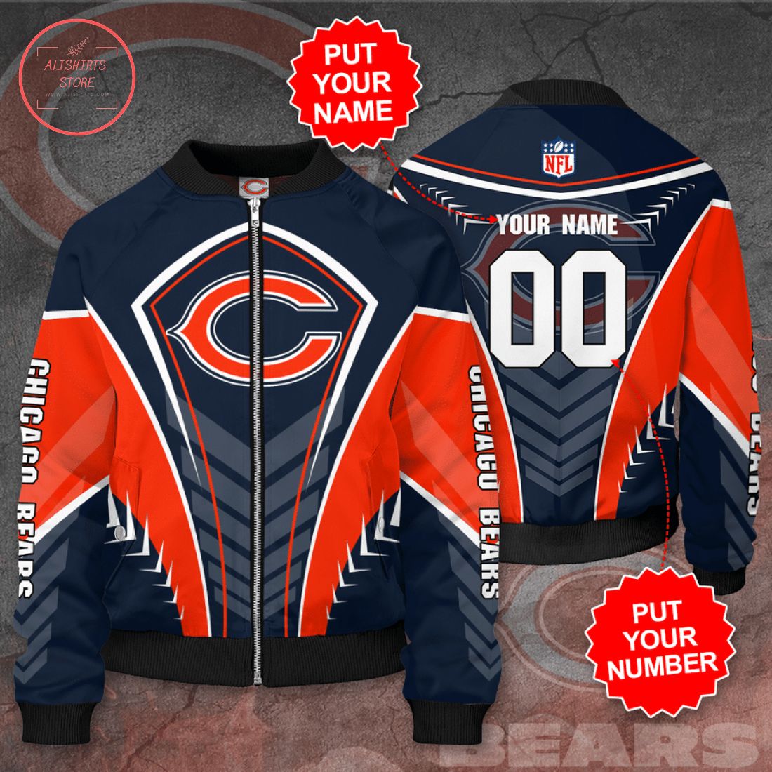 Personalized Chicago Bears Football Bomber Jacket