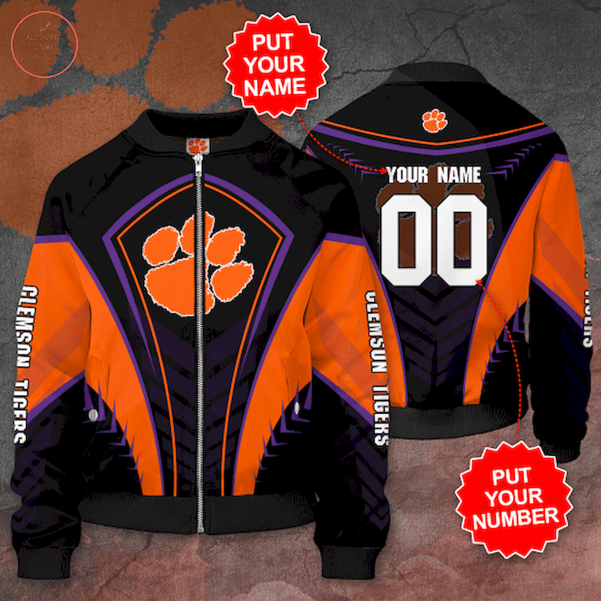 Personalized Clemson Tigers Softball Bomber Jacket