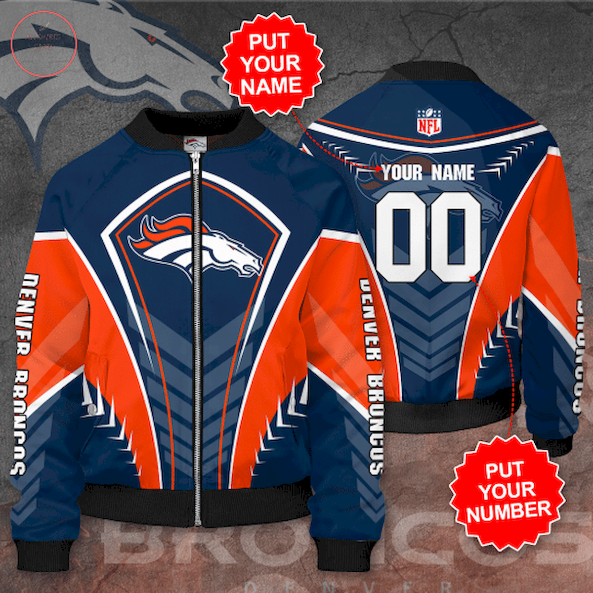 Personalized Denver Broncos Bomber Jacket