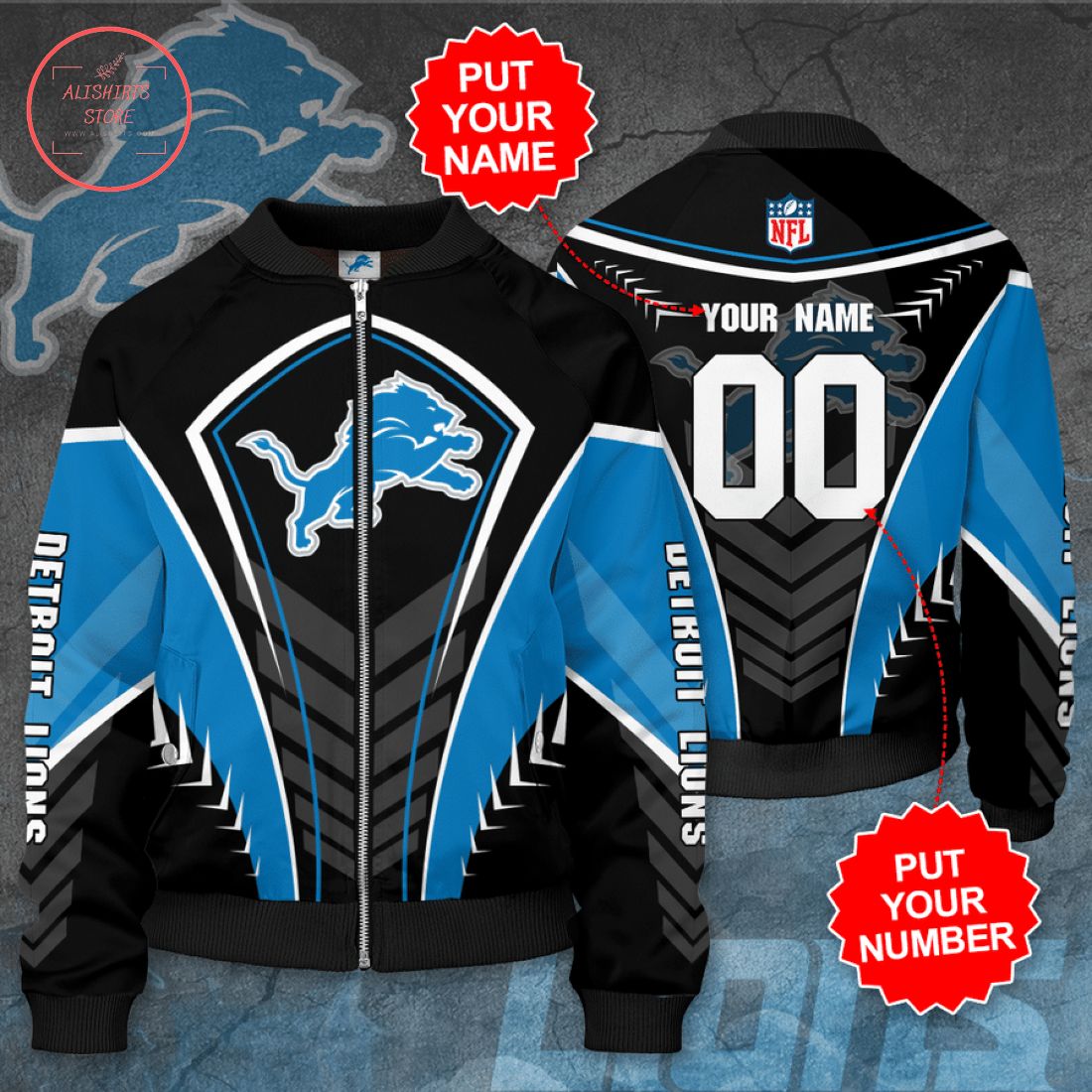 Personalized Detroit Lions Football Bomber Jacket