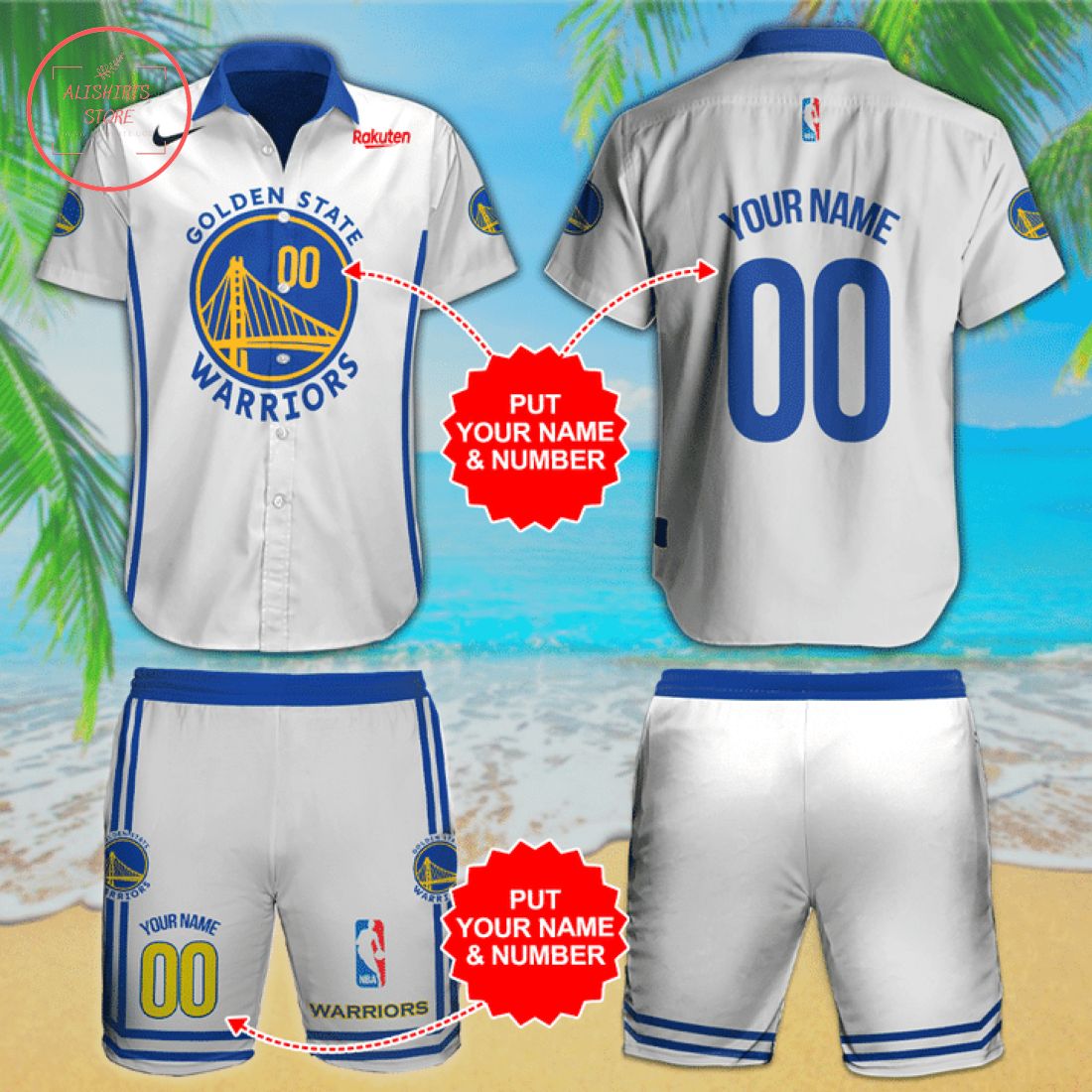 Personalized Golden State Warriors Hawaiian Shirt and Shorts