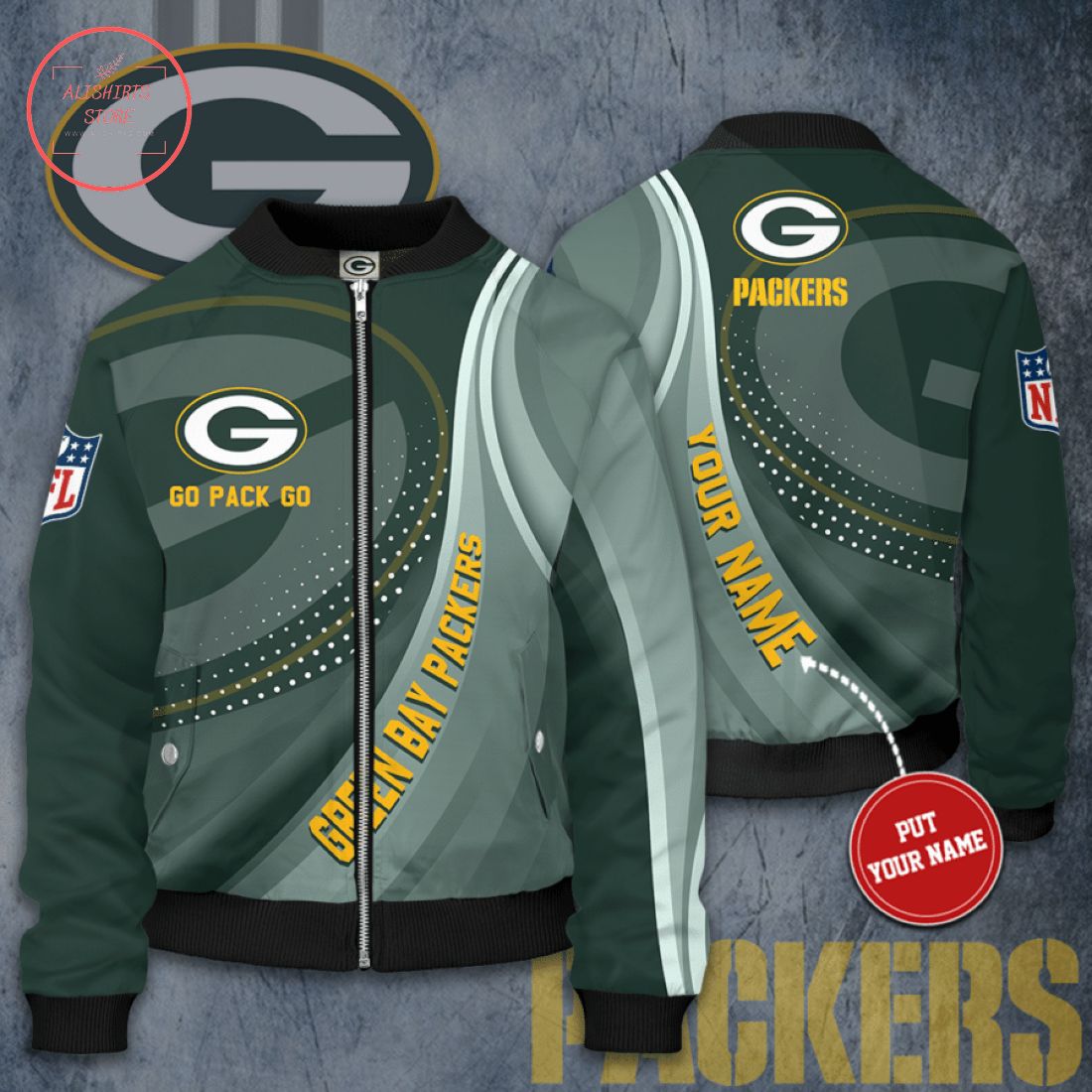 Personalized Green Bay Packers Go Pack Go Bomber Jacket