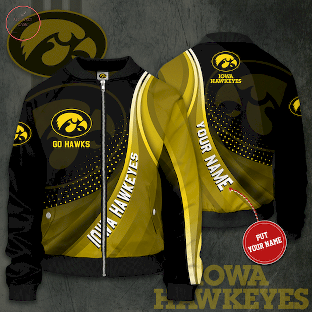 Personalized Iowa Hawkeyes Football Team Bomber Jacket