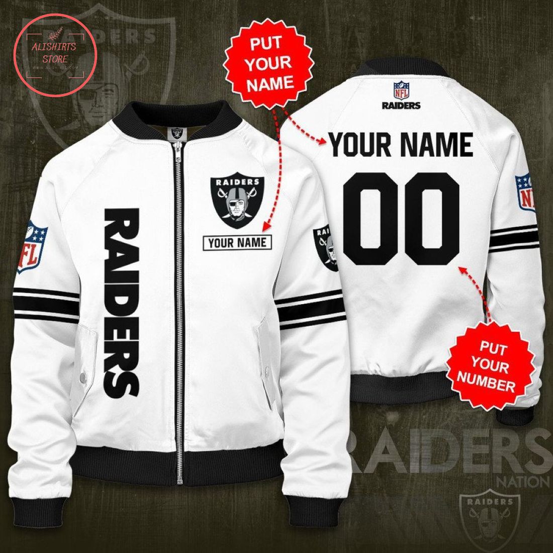 Personalized Las Vegas Raiders Football Bomber Jacket