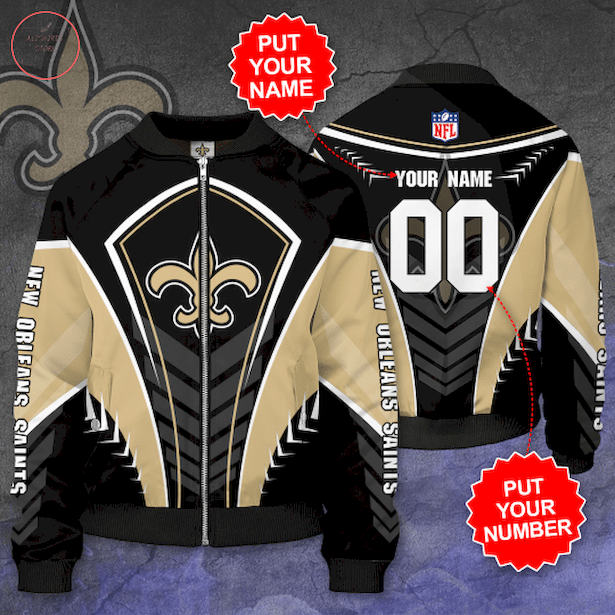 Personalized New Orleans Saints Football Team Bomber Jacket