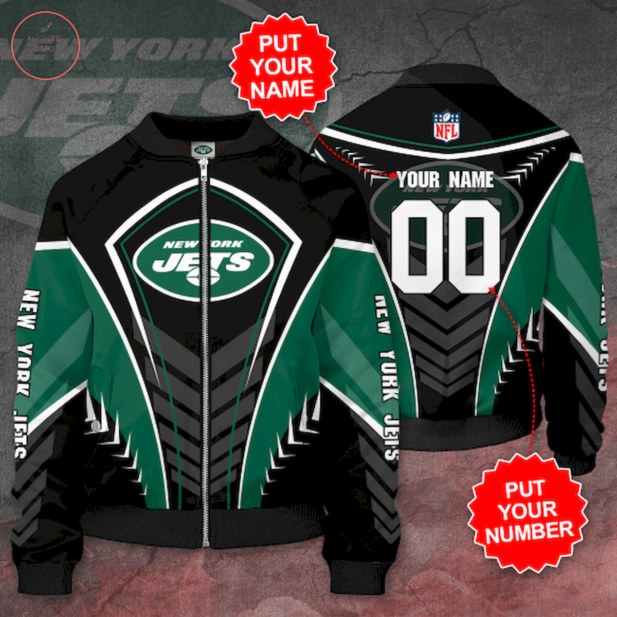 Personalized New York Jets Football Team Bomber Jacket