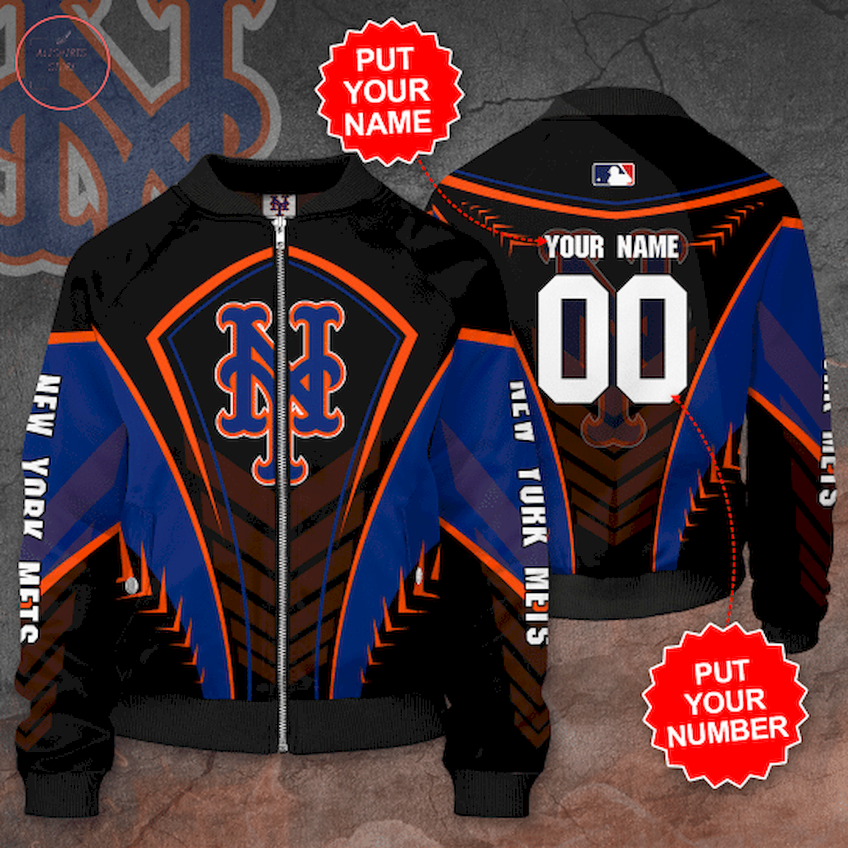 Personalized New York Mets Baseball Team Bomber Jacket