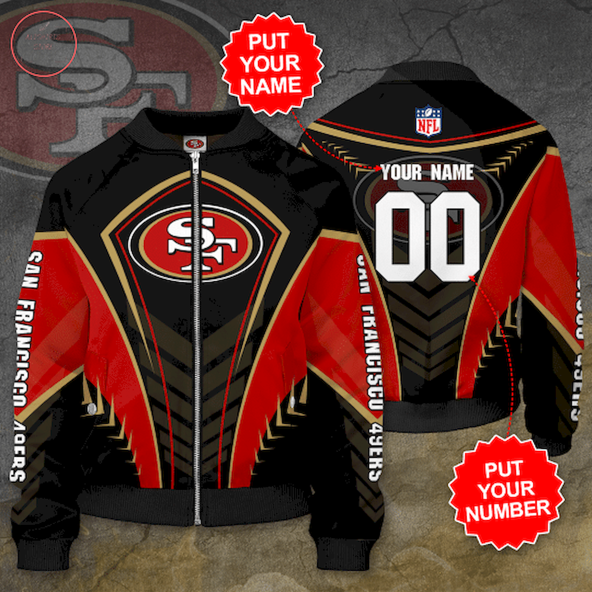 Personalized San Francisco 49Ers Professional Football Team Bomber Jacket