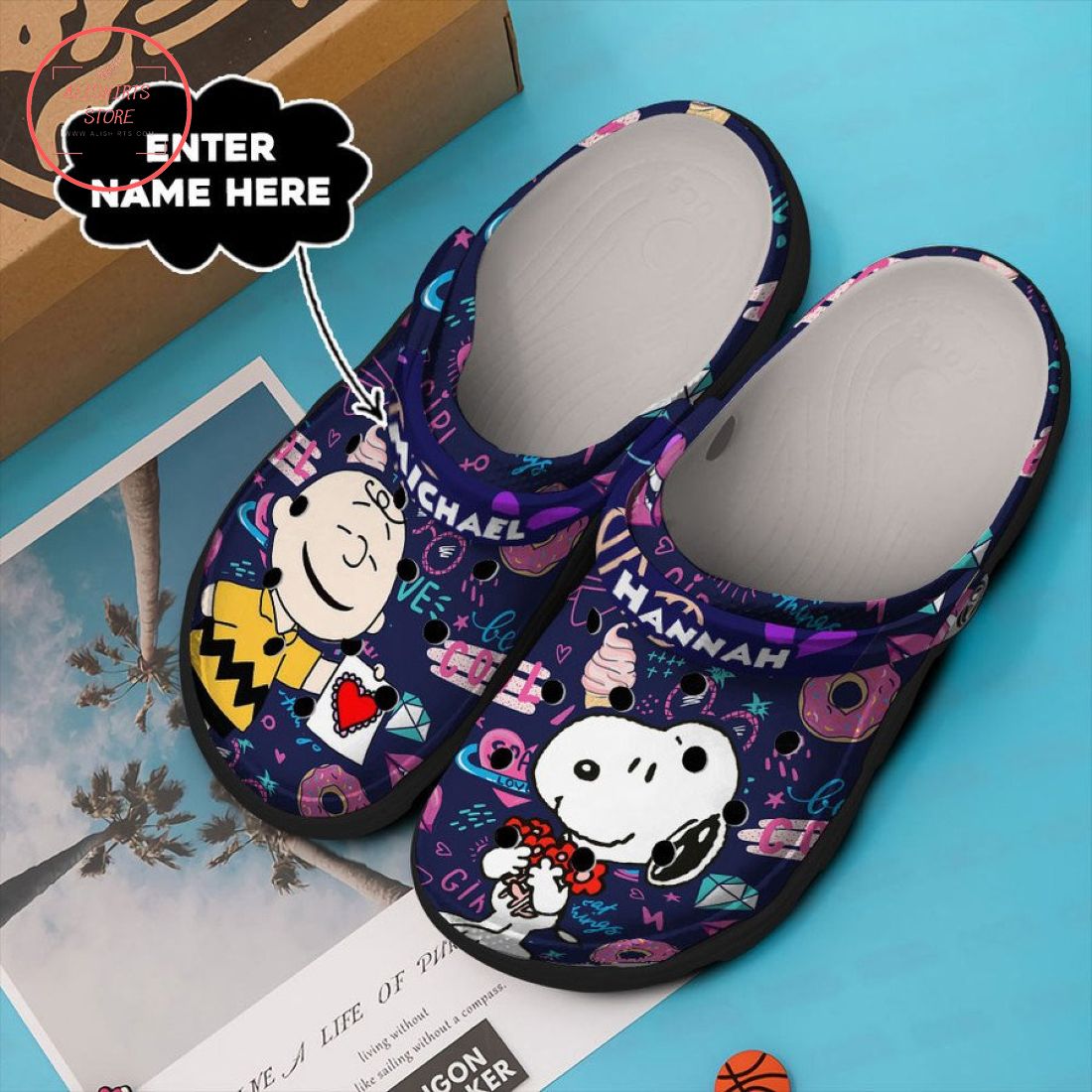 Personalized Snoopy Charlie Brown Crocs Crocband Clog