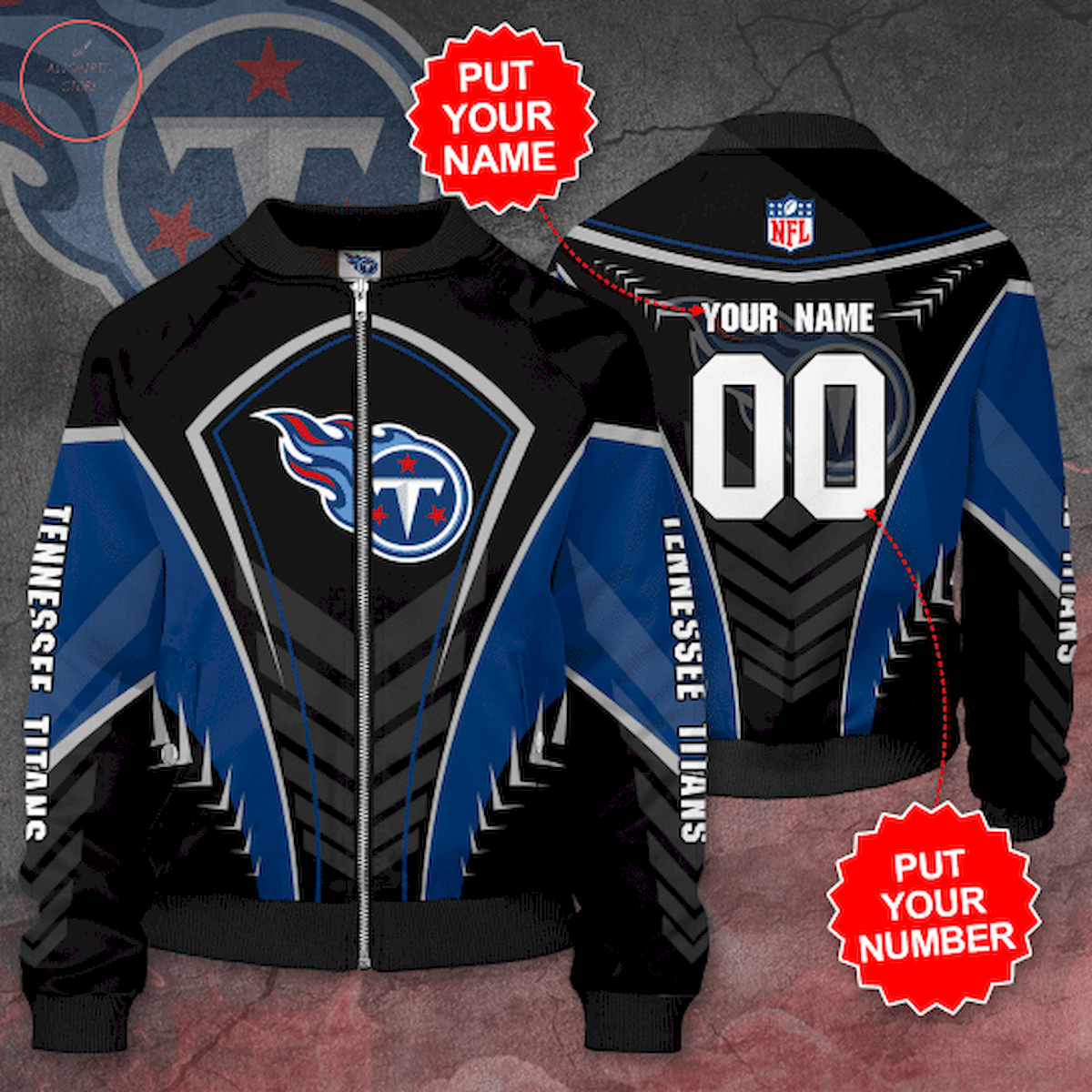 Personalized Tennessee Titans Professional Football Team Bomber Jacket