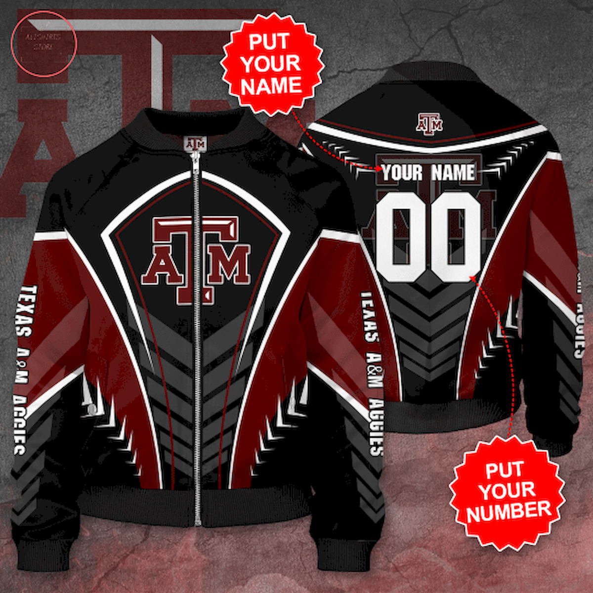 Personalized Texas A&M Aggies Basketball Bomber Jacket