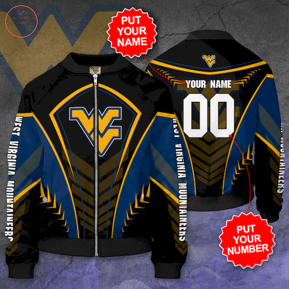 Personalized West Virginia Mountaineers Bomber Jacket