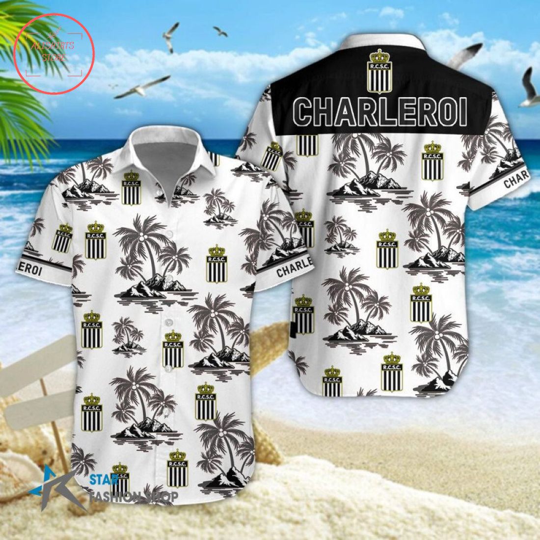 R. Charleroi S.C Combo Hawaiian Shirt Shorts and Flip Flops