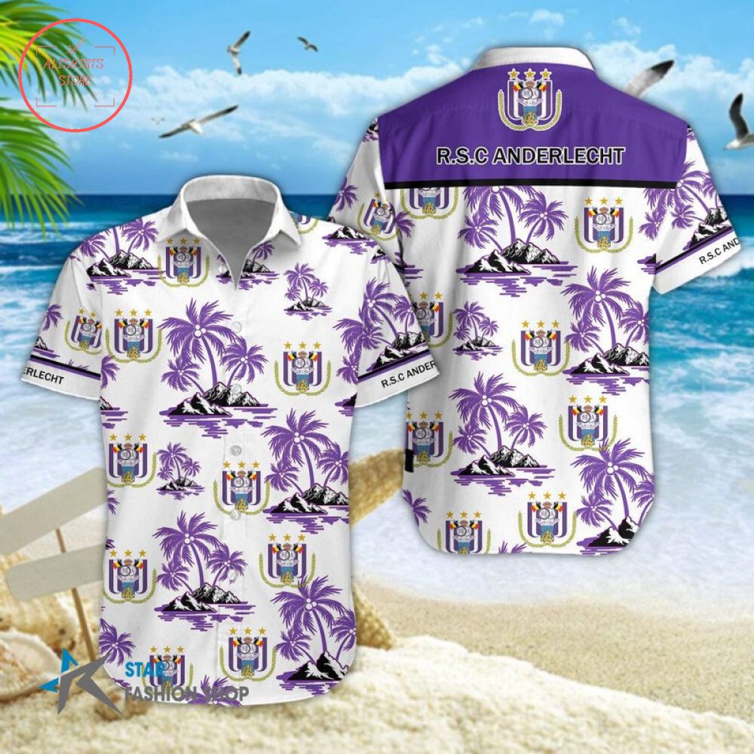 R.S.C. Anderlecht Combo Hawaiian Shirt Shorts and Flip Flops