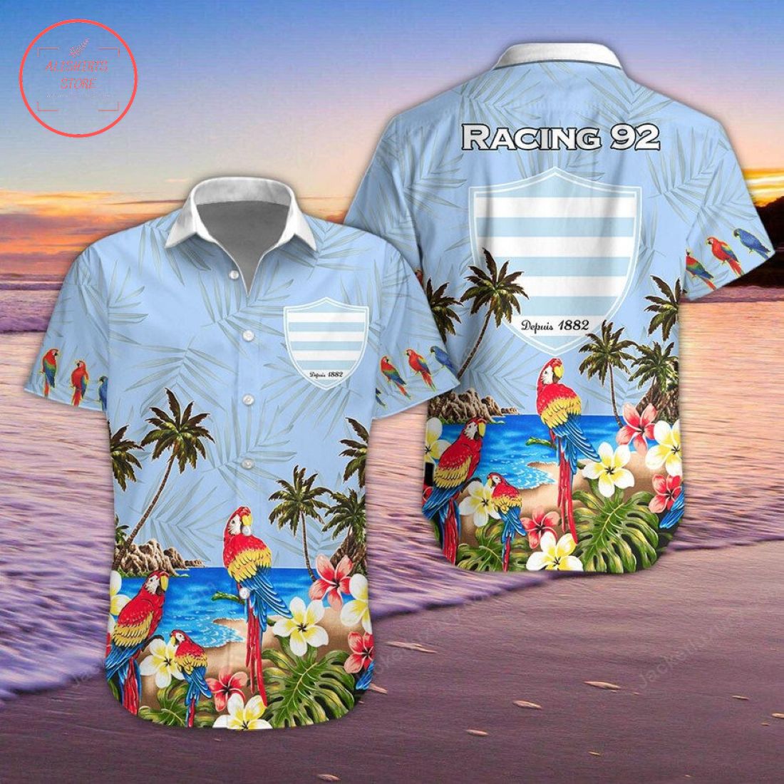 Racing 92 Rugby Hawaiian Shirt and Shorts
