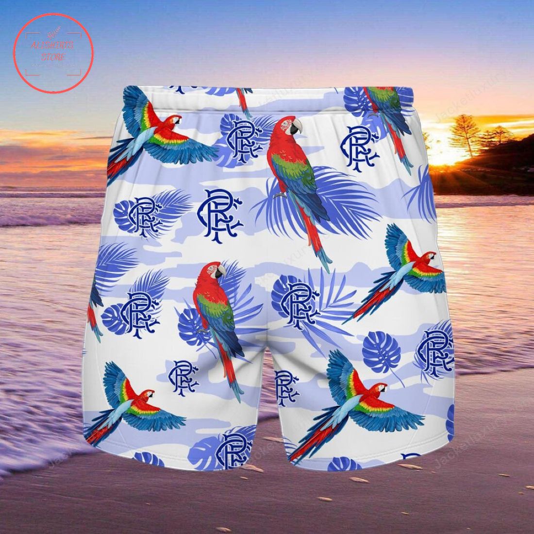 Rangers FC Parrot Hawaiian Shirt and Beach Shorts