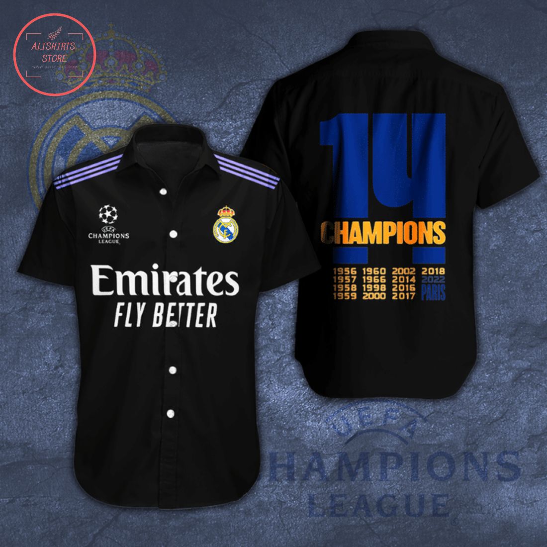 Real Madrid 14 Champions Hawaiian Shirt